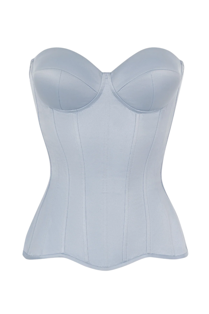 Sky Blue satin corset with cups