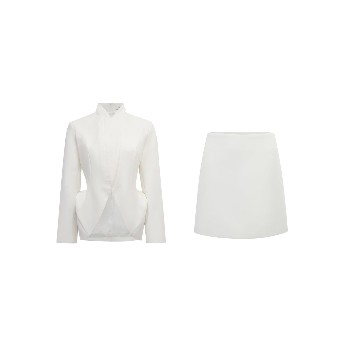 Adriana White Barrel Design Jacket & Skirt Set