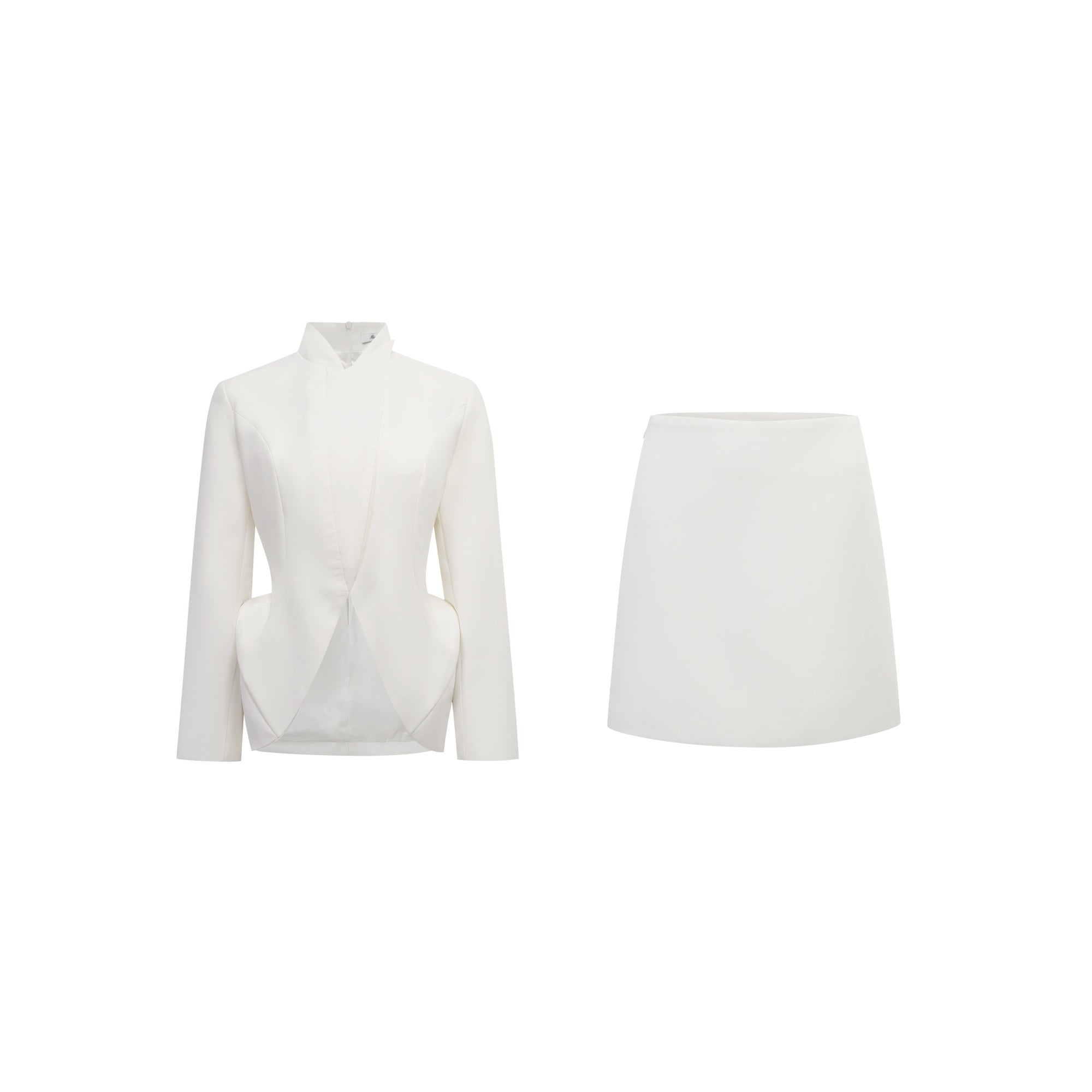 Adriana White Barrel Design Jacket & Skirt Set
