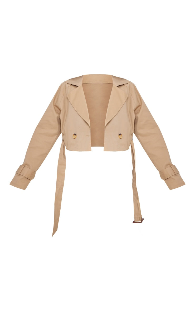 Camel Cropped Trench Coat image 5