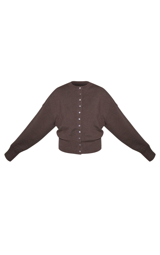 Chocolate Brown Compact Knit Cardigan image 5