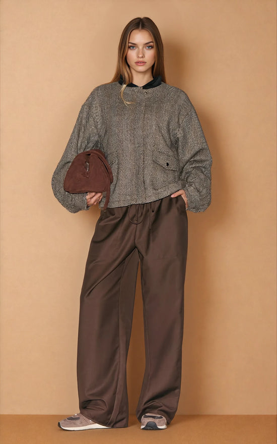 Monochrome Herringbone Contrast Collar Jacket image 3