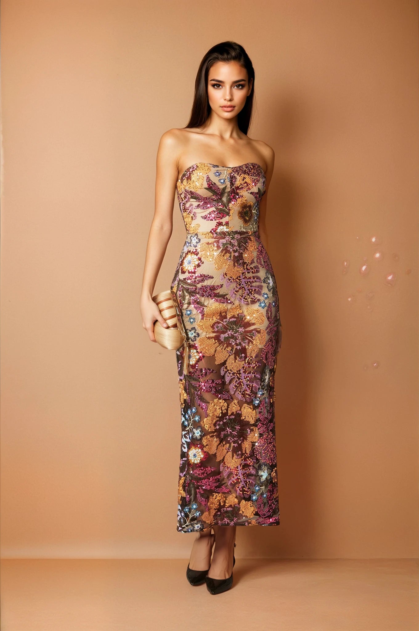 Aurora Floral-embroidered Strapless Maxi Dress