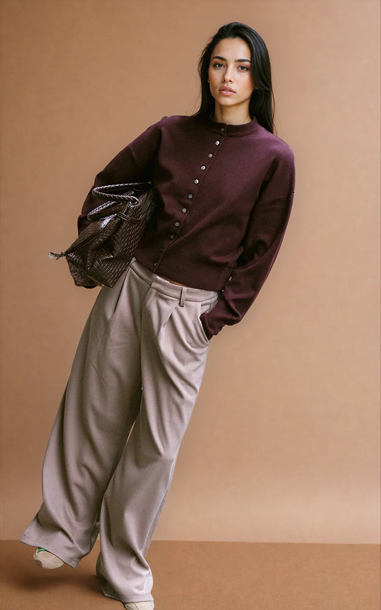 Wine Compact Knit Cardigan image 3