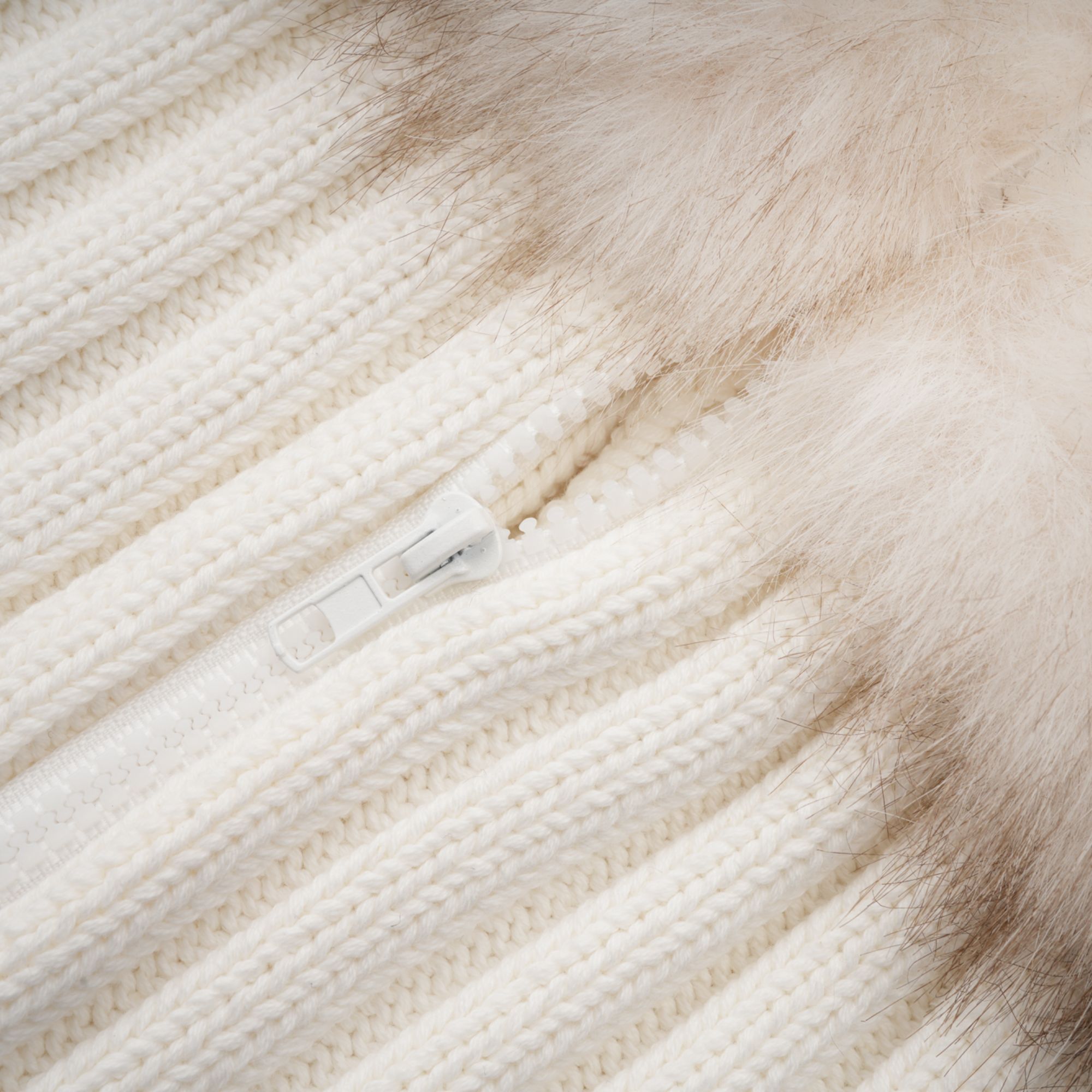 Laetiecia faux-fur ribbed-knit jacket