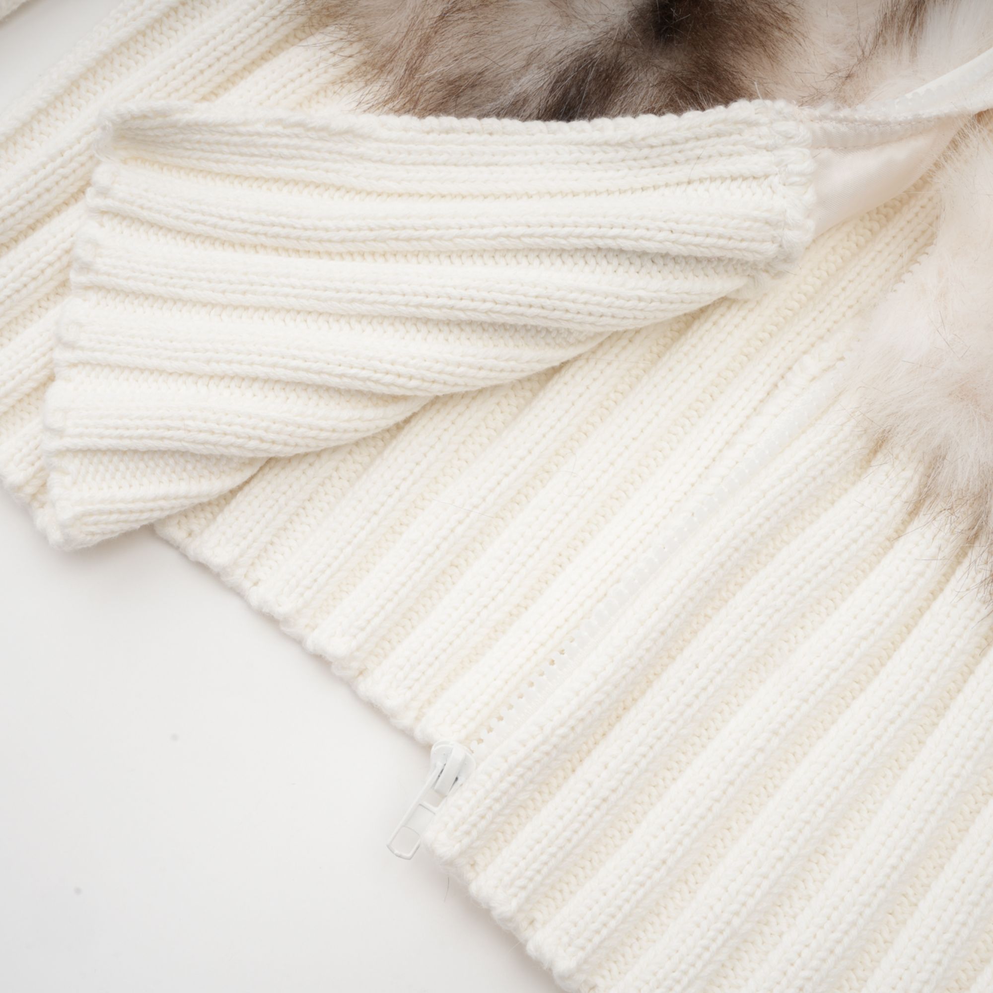 Laetiecia faux-fur ribbed-knit jacket