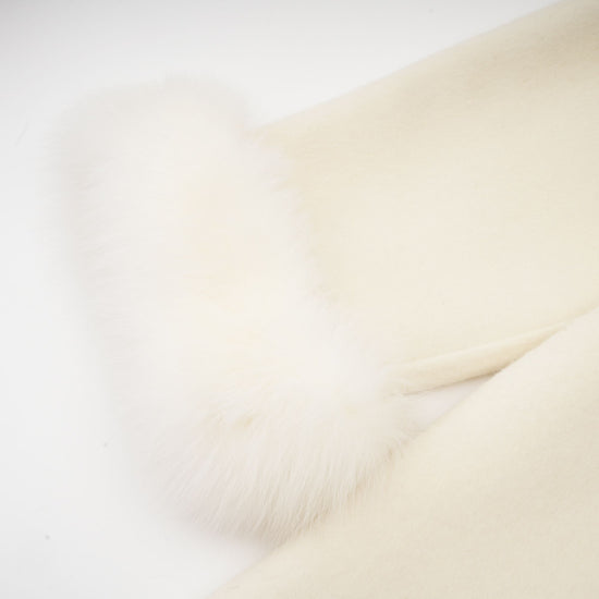 Colette white wool fur bowknot coat