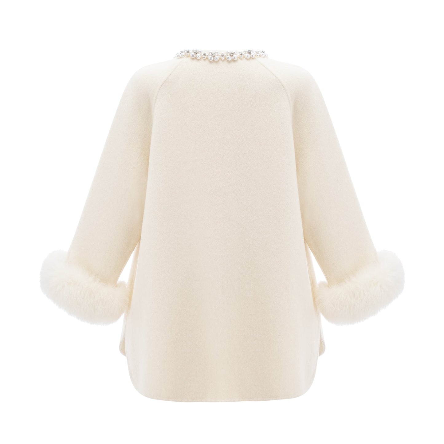 Frédérique white wool fur embellished coat