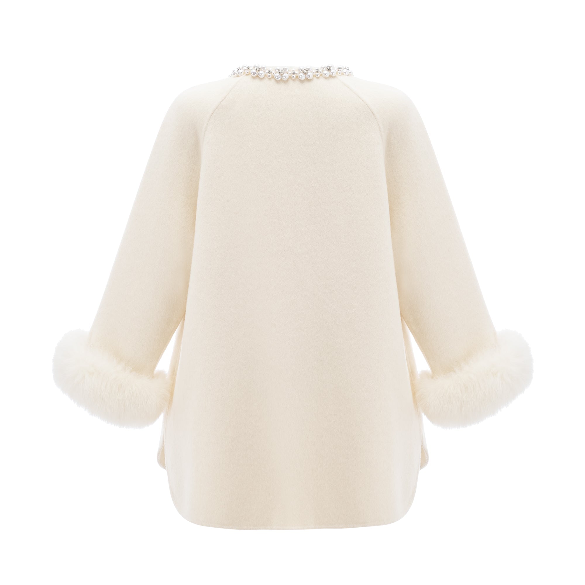 Frédérique white wool fur embellished coat