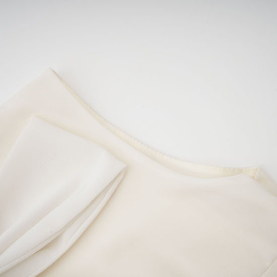 Blanche White Embellished Pleated Two-Piece Jacket and Dress Set