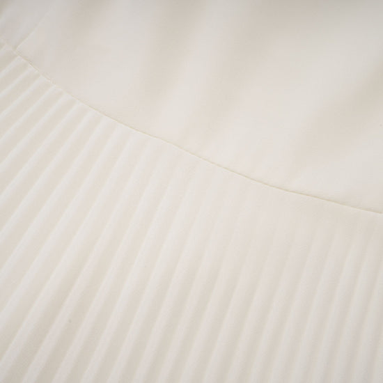 Blanche White Embellished Pleated Two-Piece Jacket and Dress Set