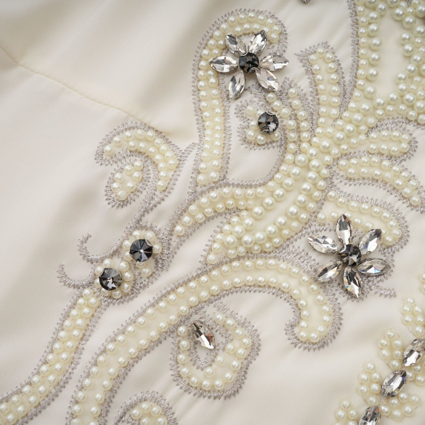 Blanche White Embellished Pleated Two-Piece Jacket and Dress Set