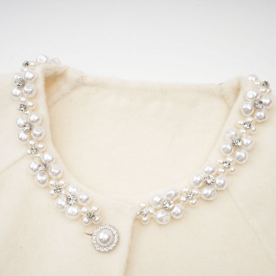 Frédérique white wool fur embellished coat