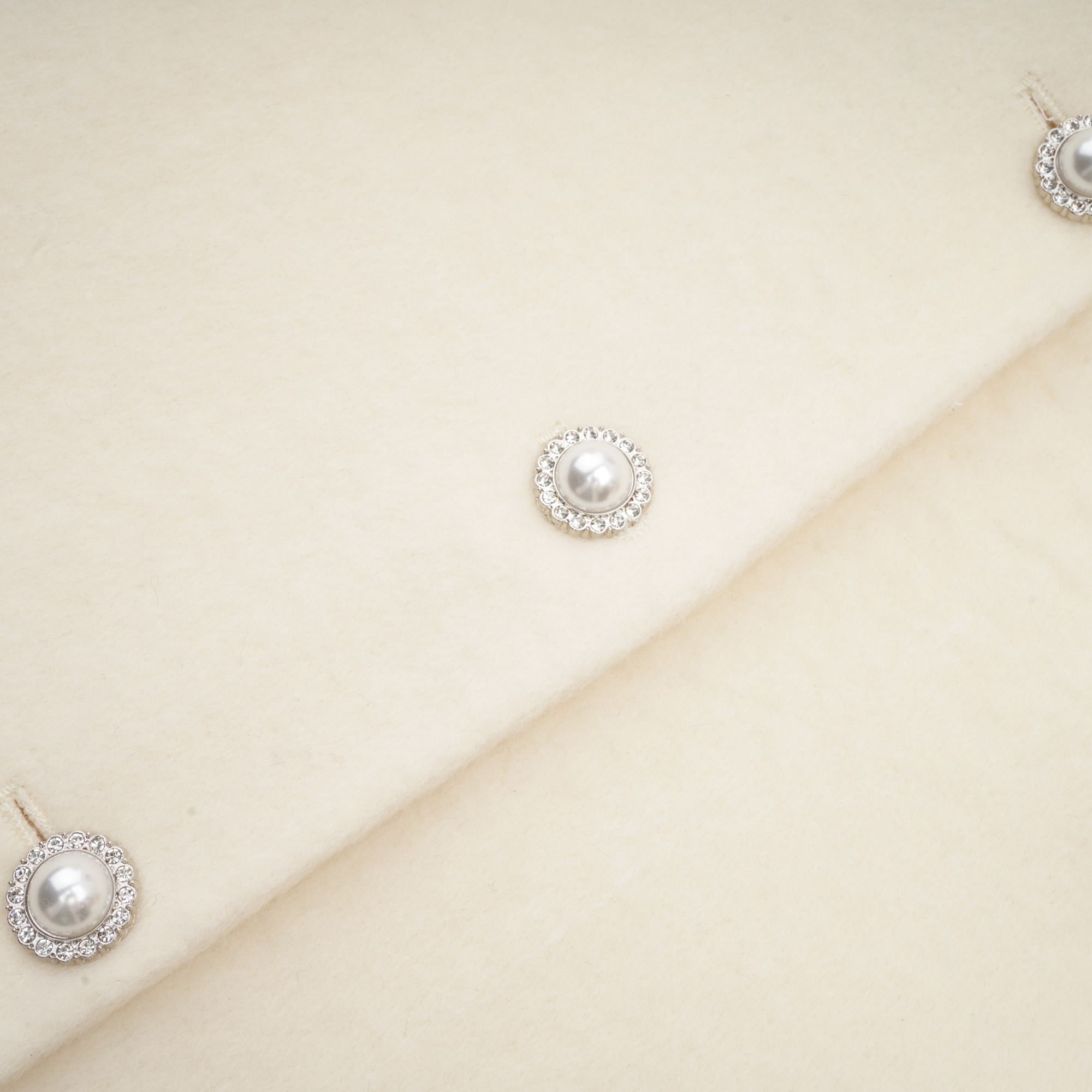 Frédérique white wool fur embellished coat