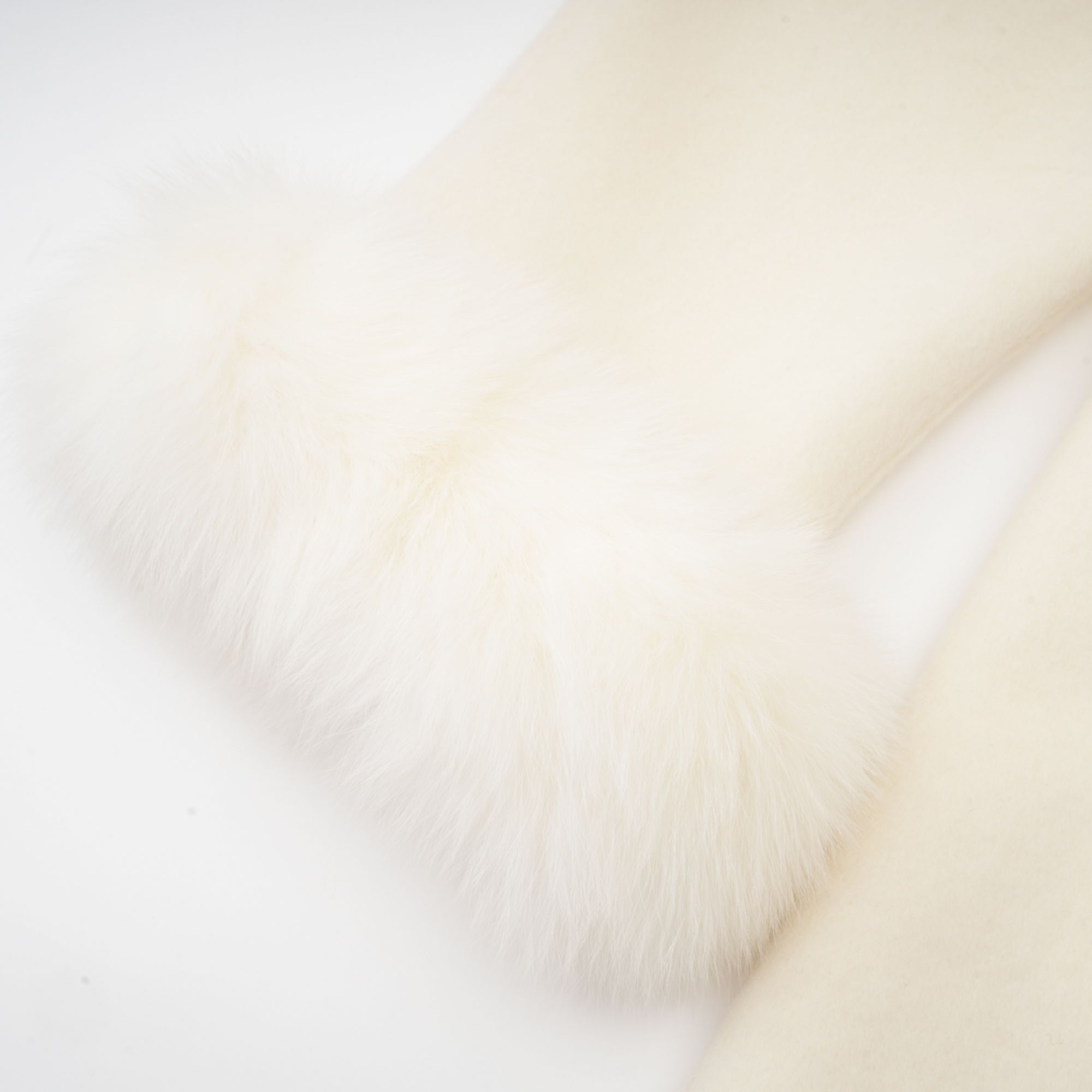 Frédérique white wool fur embellished coat