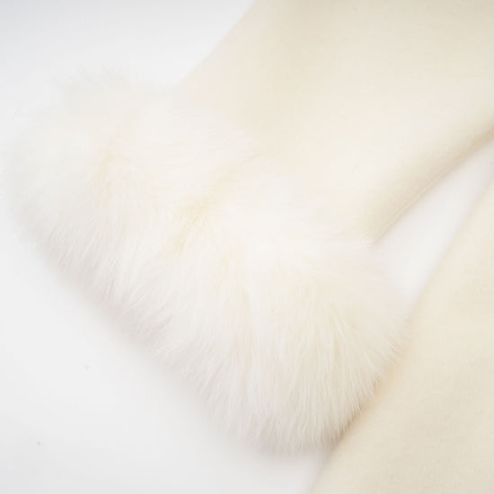 Frédérique white wool fur embellished coat
