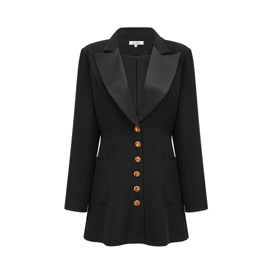 Aurore black single-breasted blazer dress