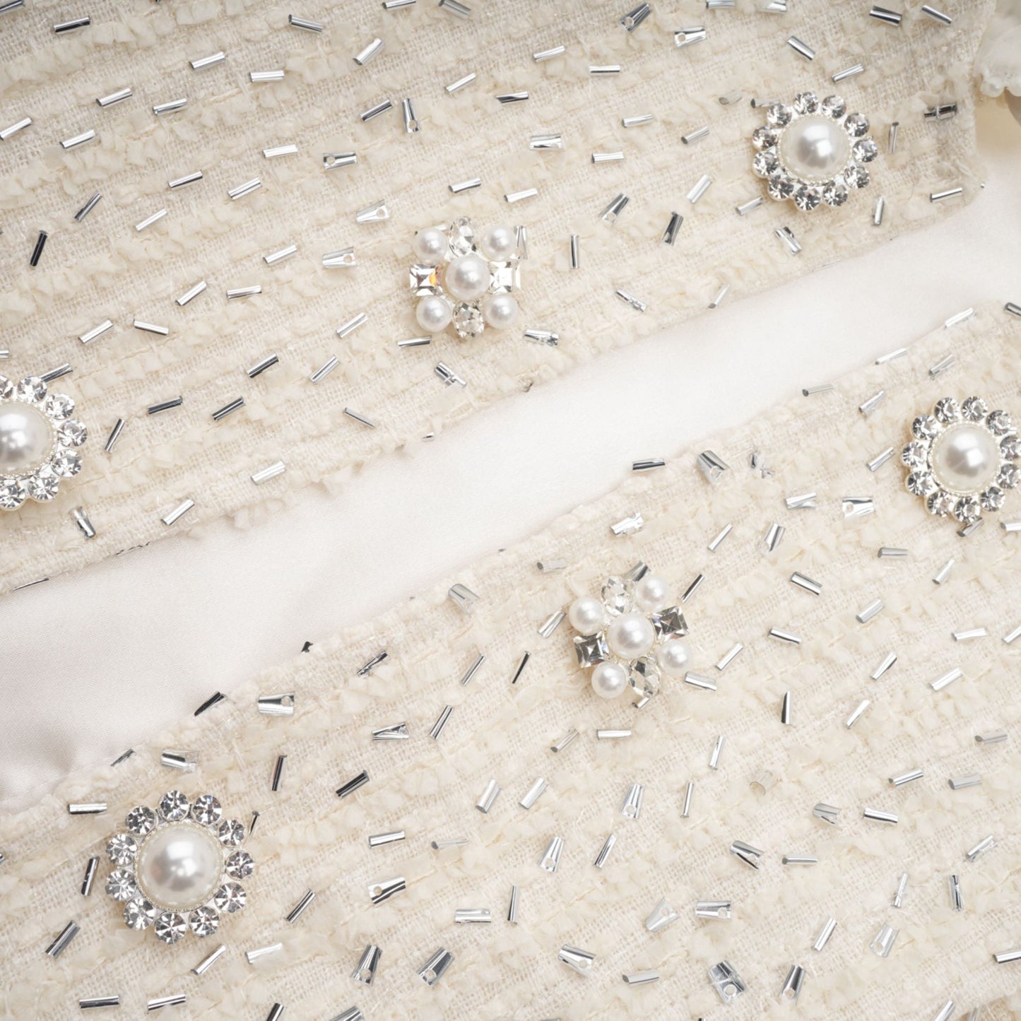 Blanche white beaded ruffle cropped jacket