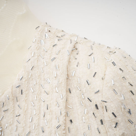 Blanche white beaded ruffle cropped jacket