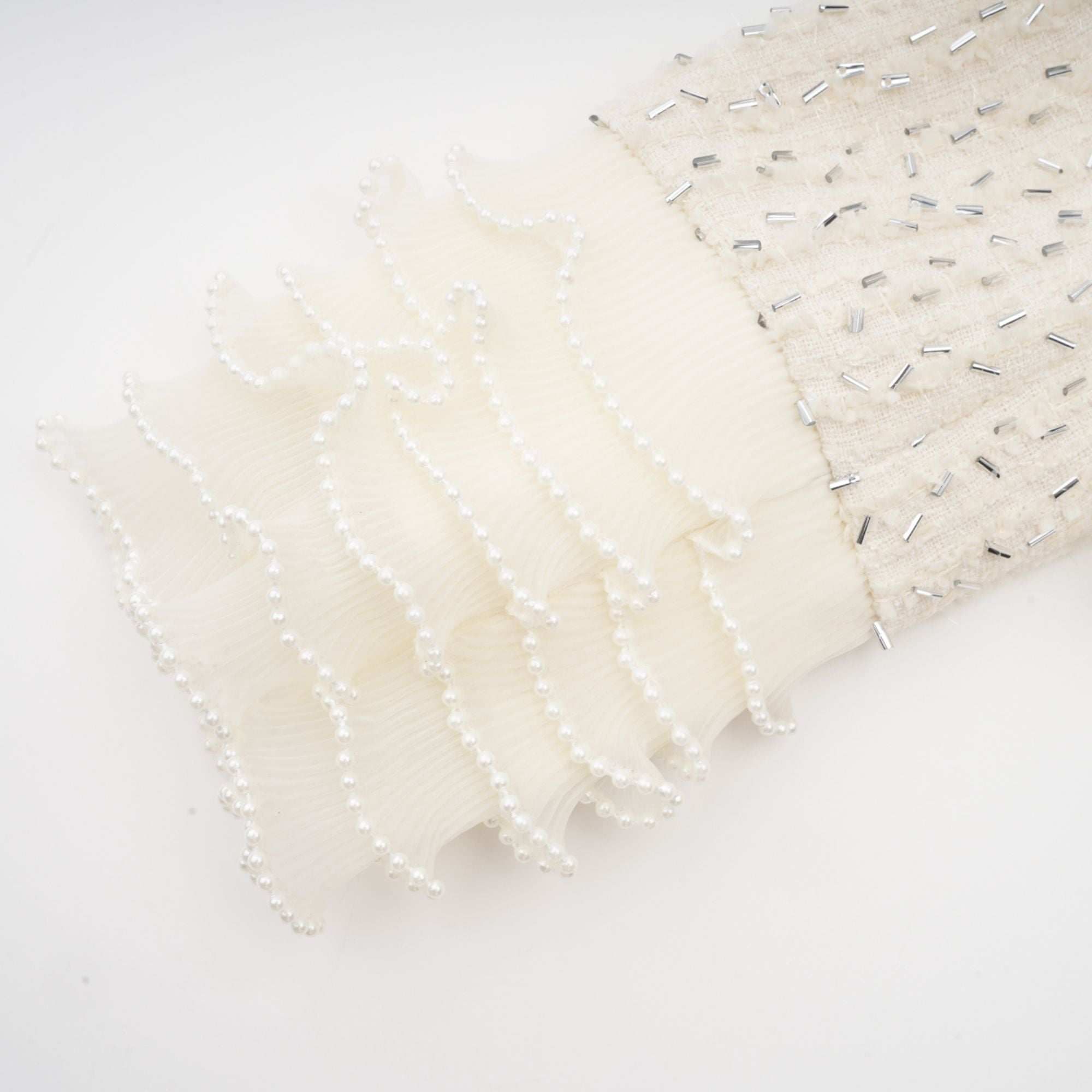 Blanche white beaded ruffle cropped jacket