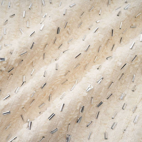 Blanche white beaded ruffle cropped jacket