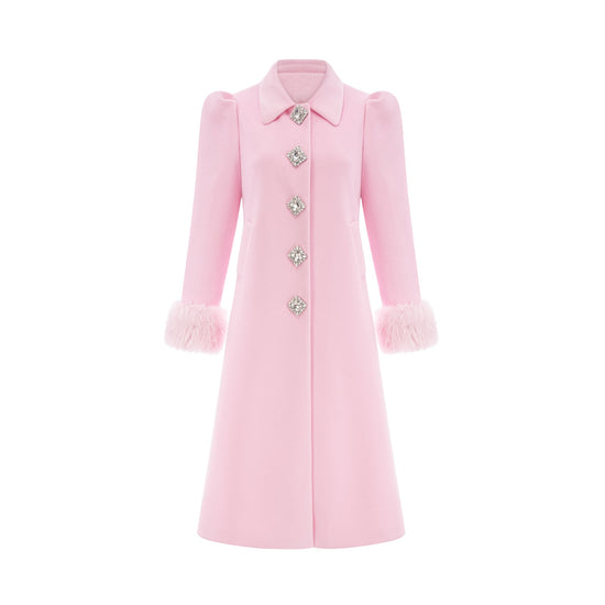 Louisette pink faux-fur overcoat