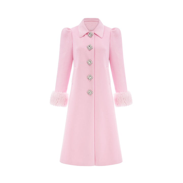 Louisette pink faux-fur overcoat