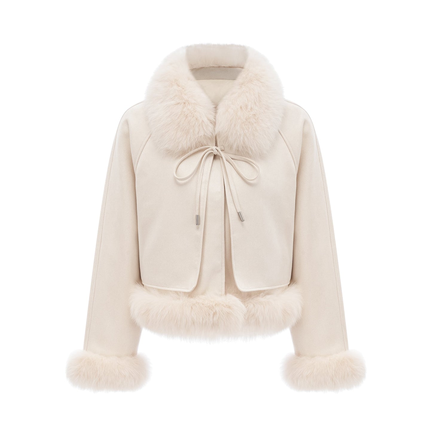 Cécile white suede fur padded short coat