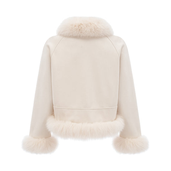 Cécile white suede fur padded short coat