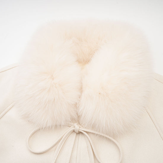 Cécile white suede fur padded short coat