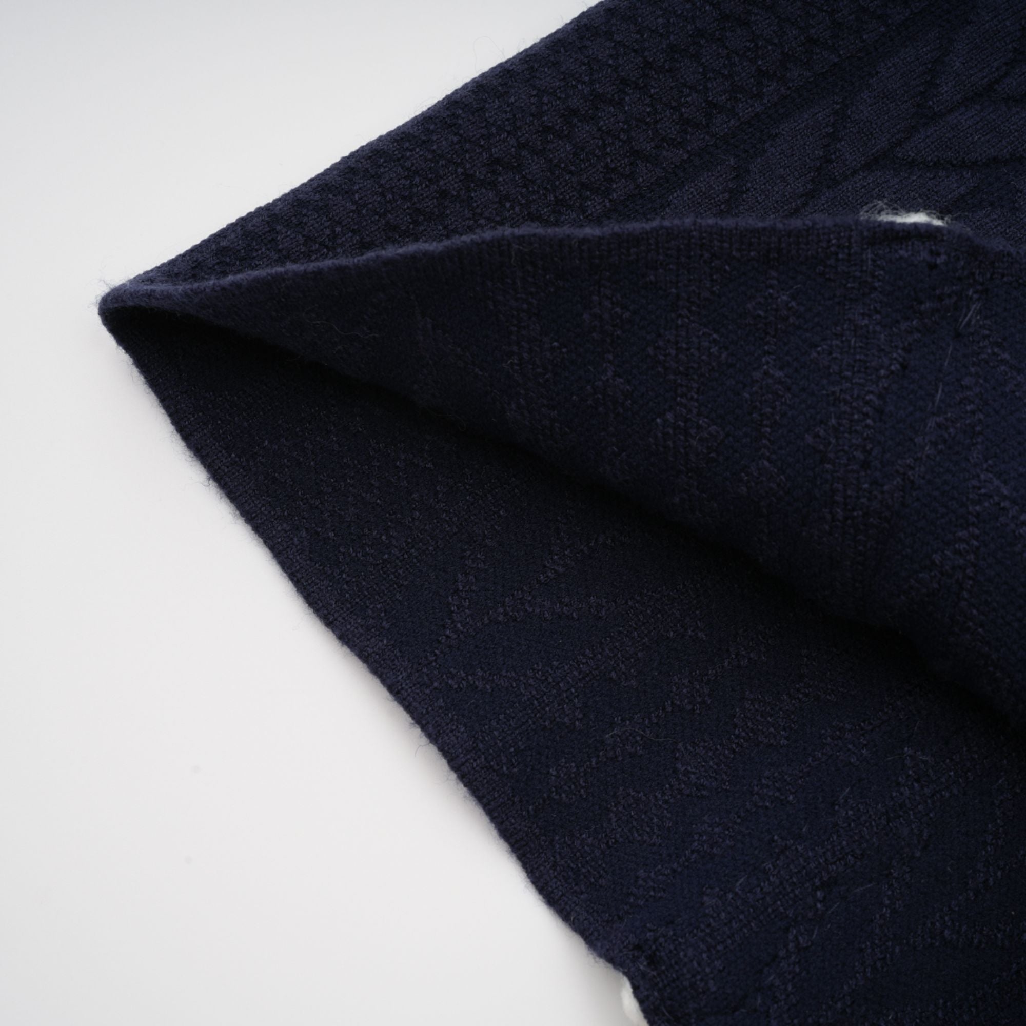 Elvira navy blue crochet-knit cardigan & trousers matching set