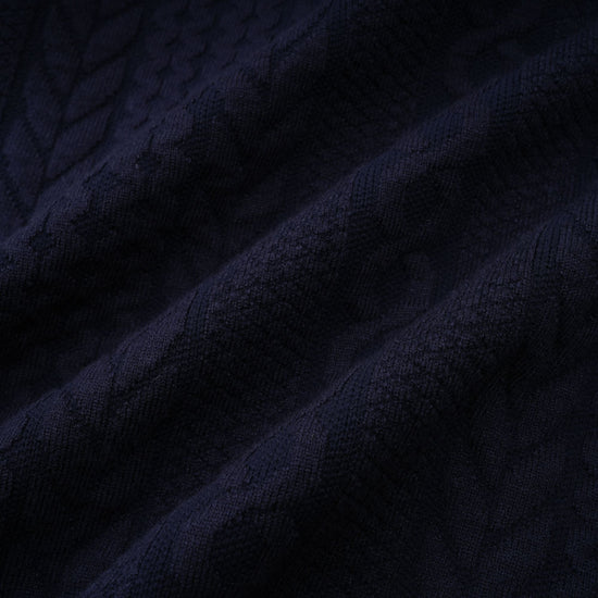 Elvira navy blue crochet-knit cardigan & trousers matching set