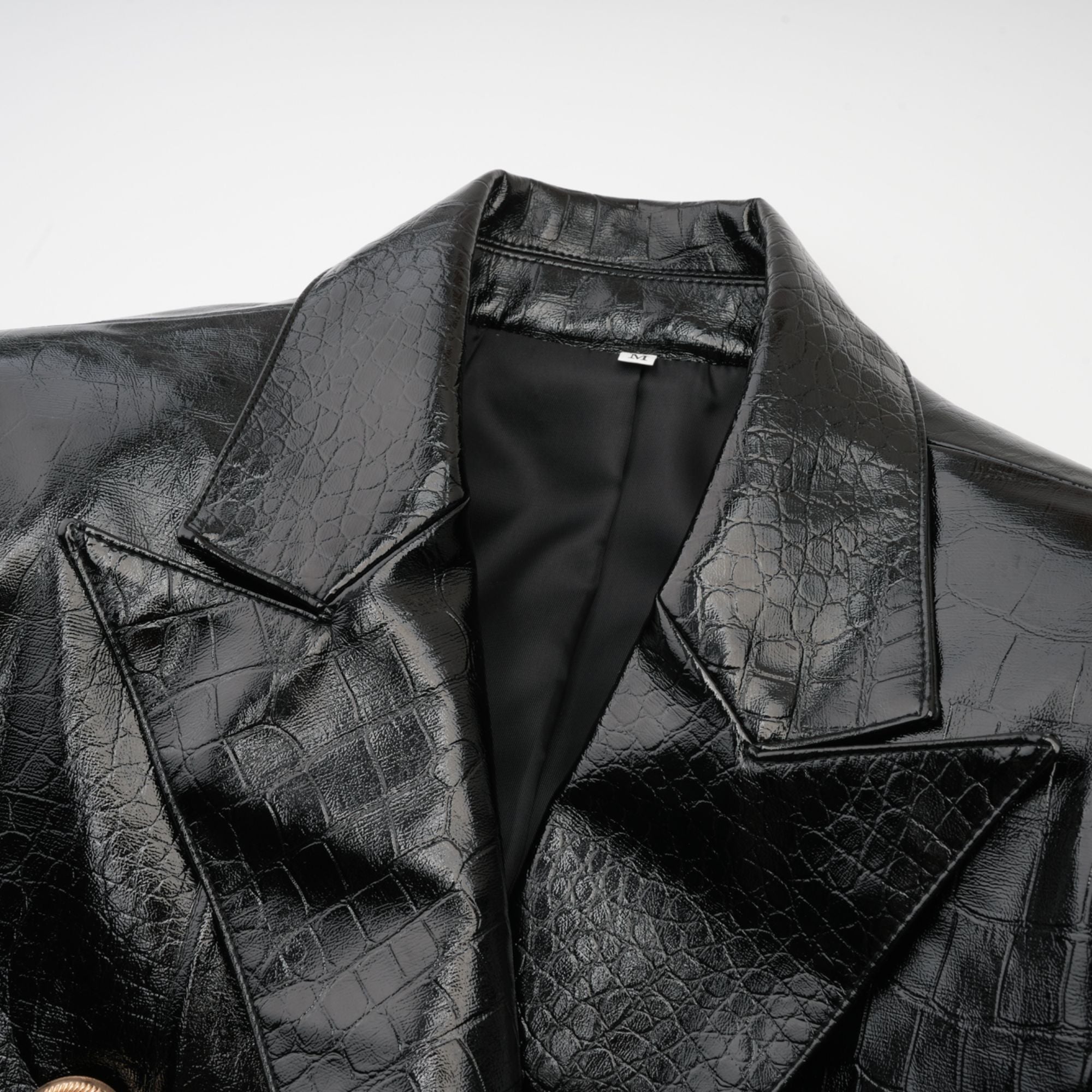 Élodie black cinched-waist leather jacket