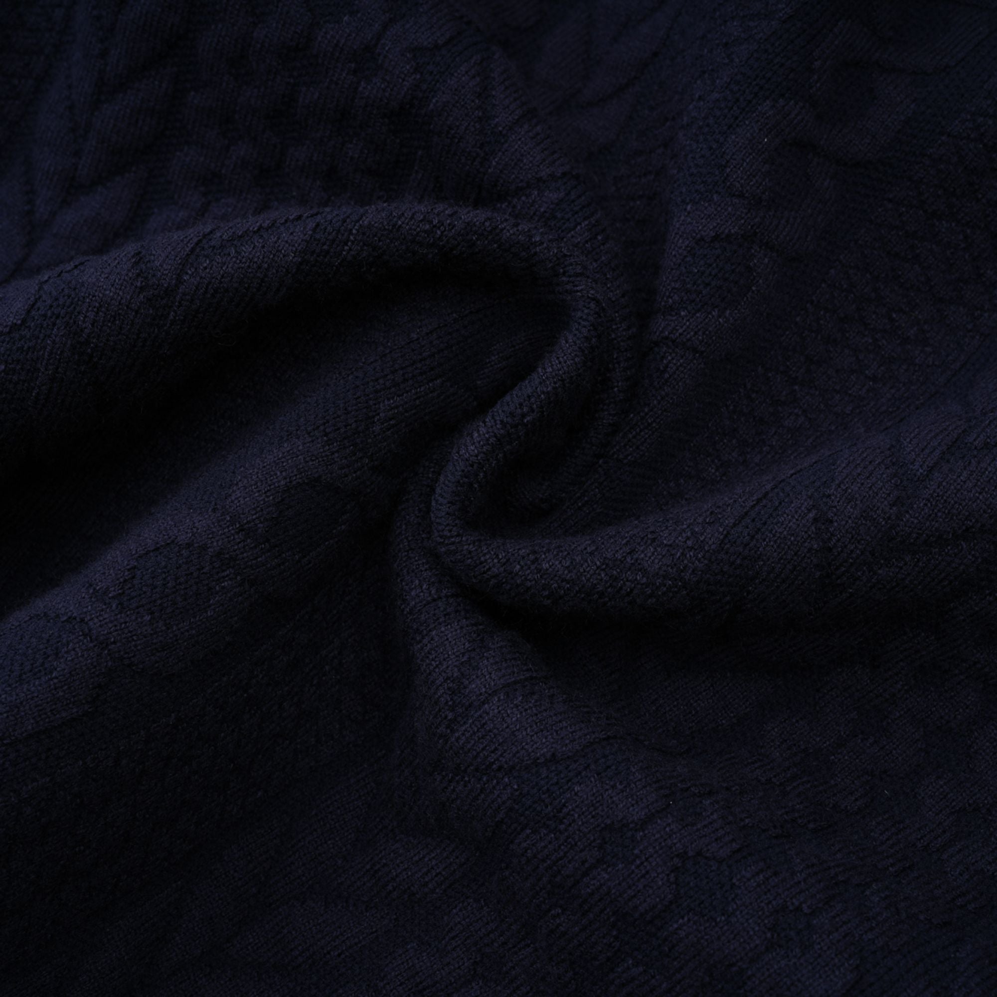 Elvira navy blue crochet-knit cardigan & trousers matching set