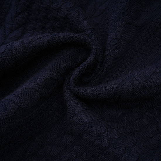 Elvira navy blue crochet-knit cardigan & trousers matching set