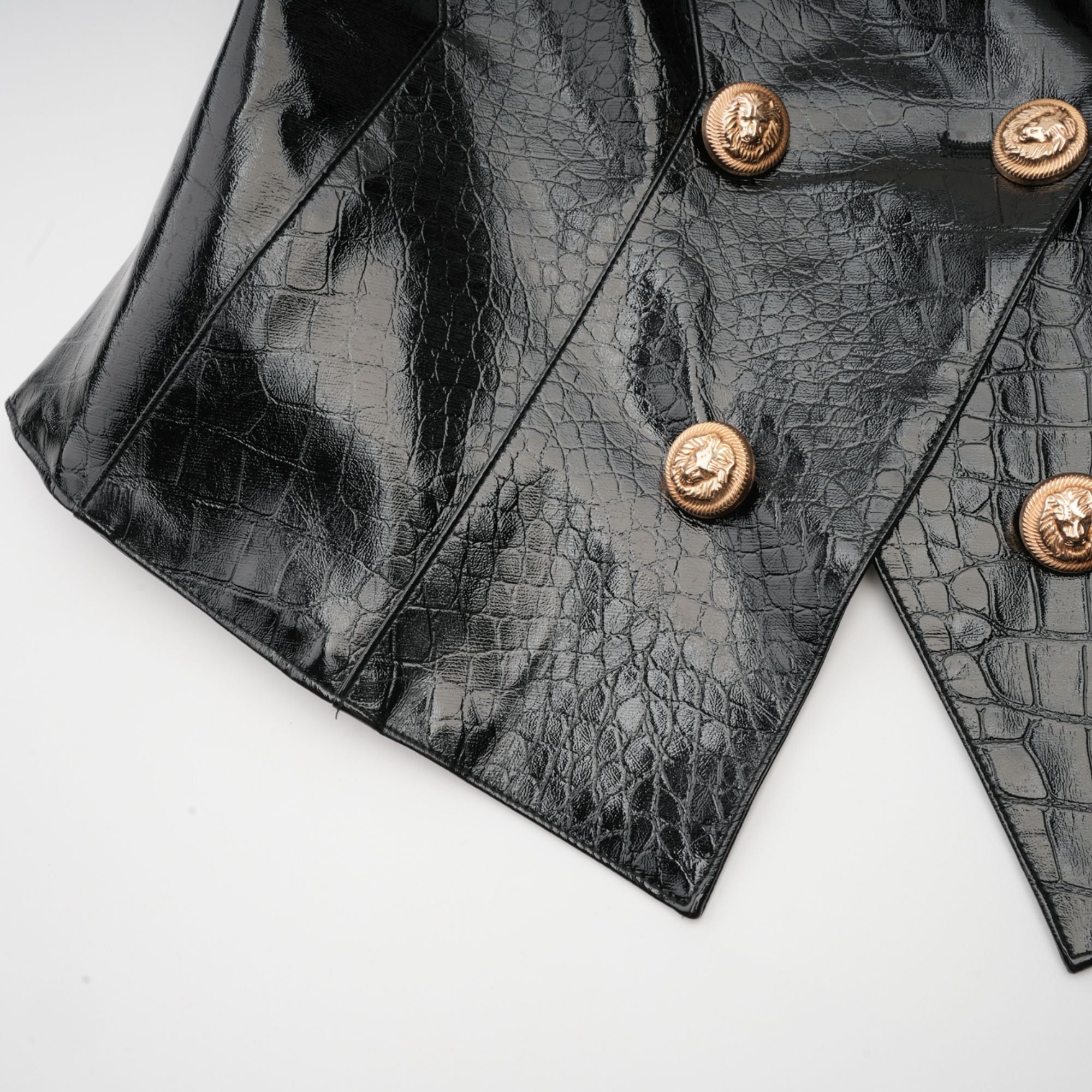 Élodie black cinched-waist leather jacket