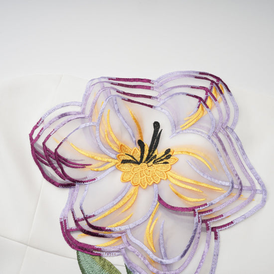 Irène White Off-Shoulder Sequin Floral Embroidered Mini Dress