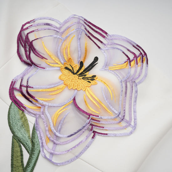 Irène White Off-Shoulder Sequin Floral Embroidered Mini Dress