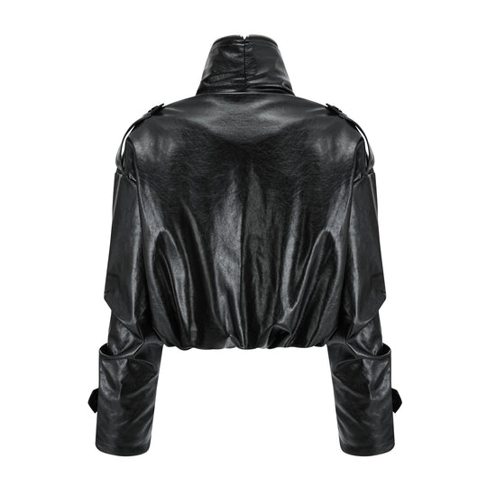 Virginie quilted cropped leather jacket