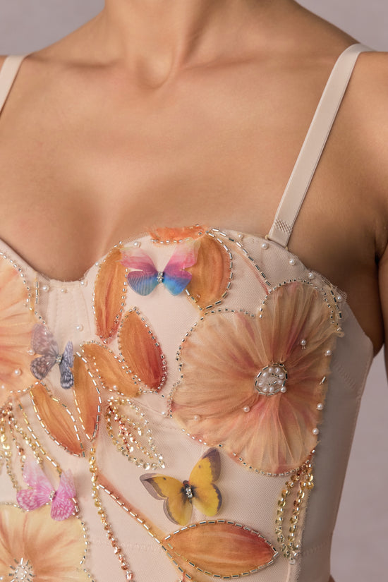 Lynn Floral Beaded Bustier Top