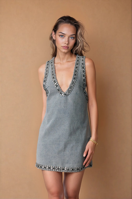 Shirley Crystal Embellished Denim Mini Dress