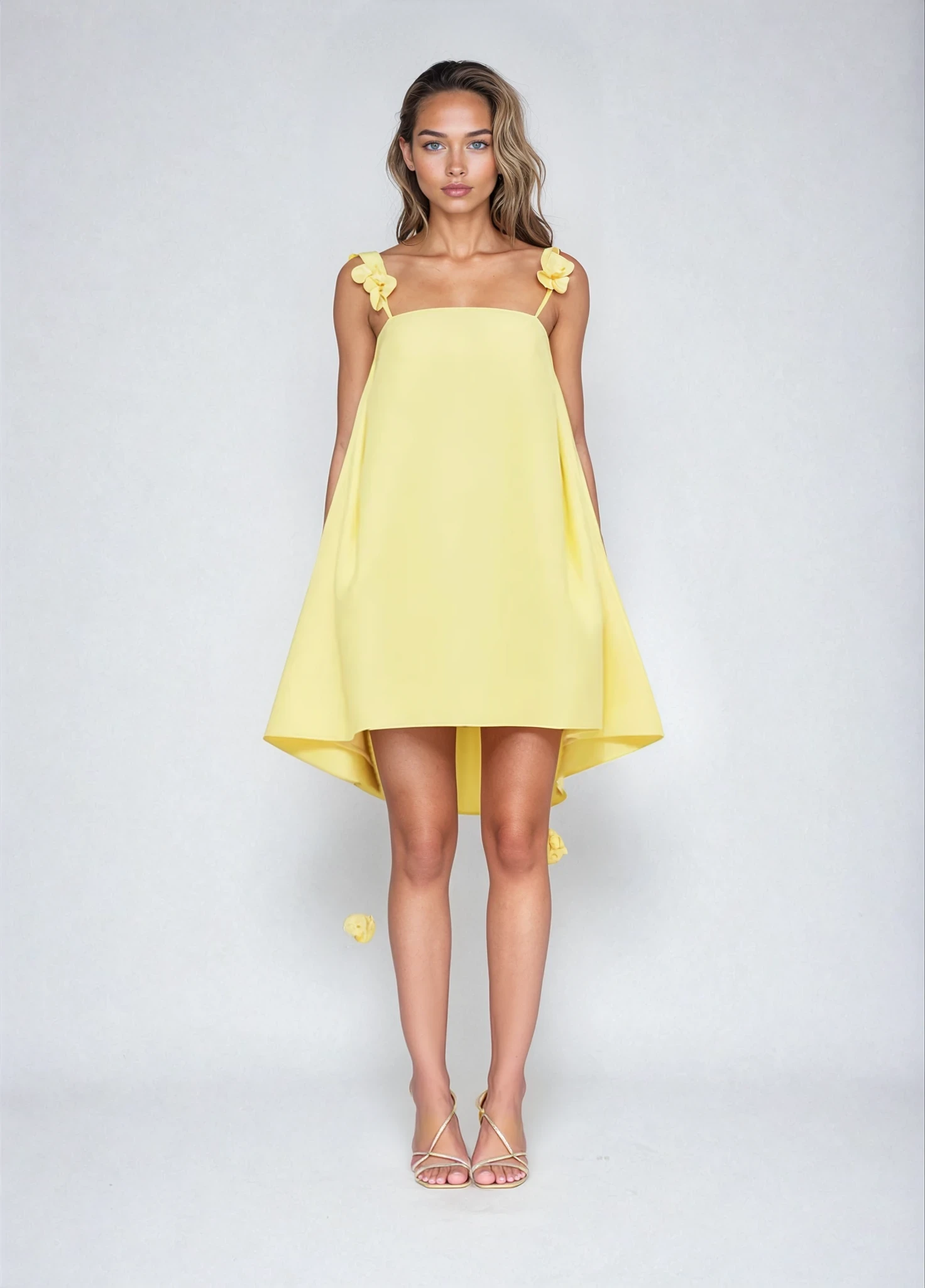 Golden Bloom Mini Dress