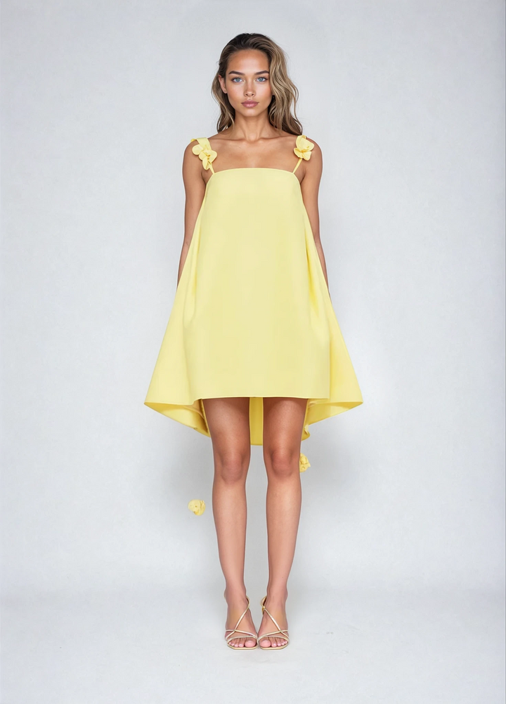 Golden Bloom Mini Dress