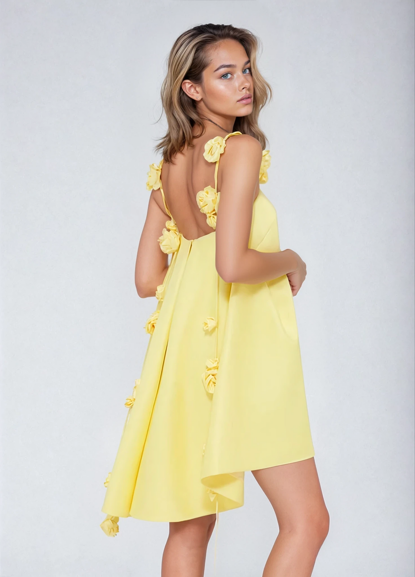 Golden Bloom Mini Dress