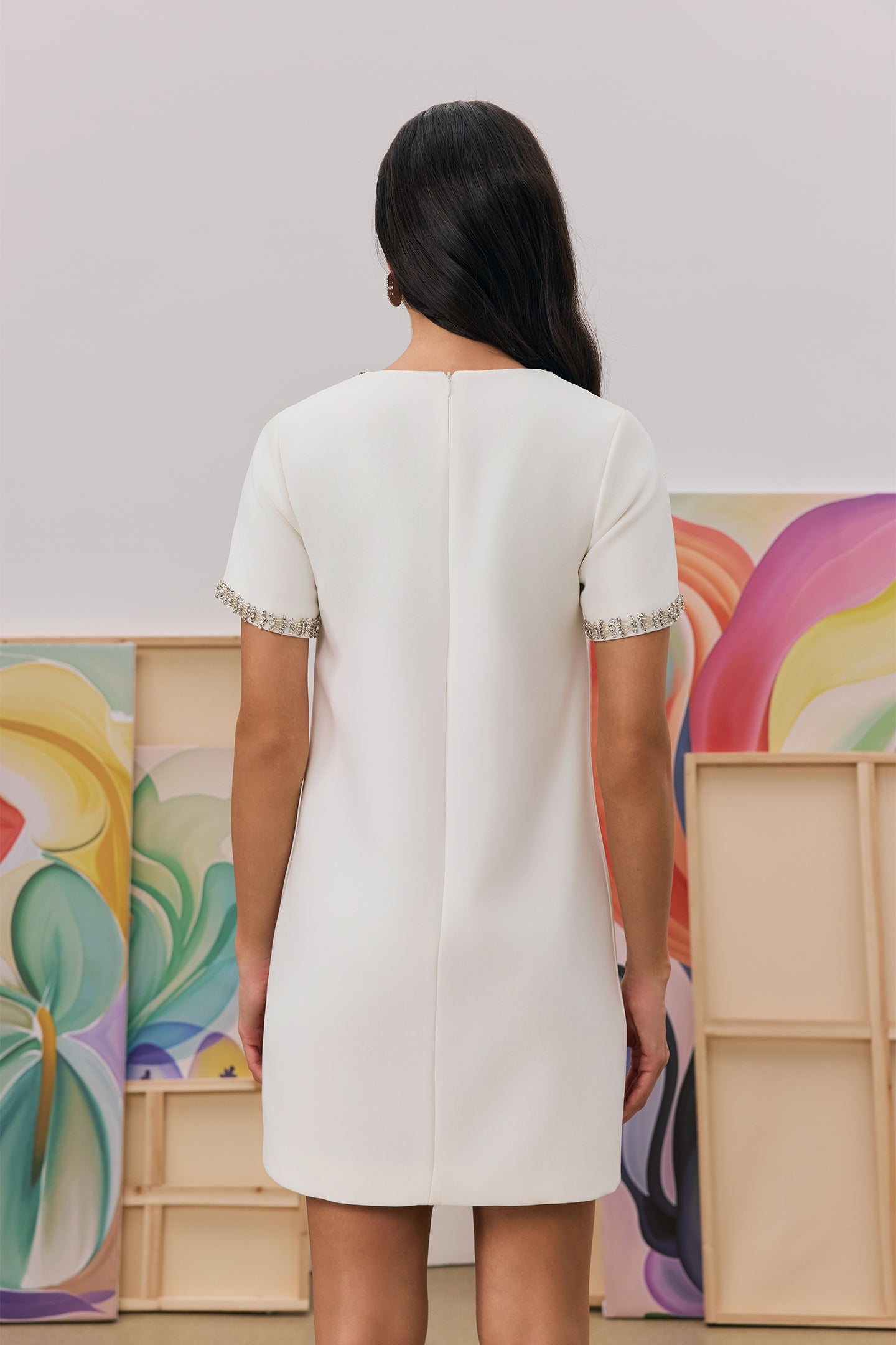 Erika Bowknot Crystal-embellished Mini Dress