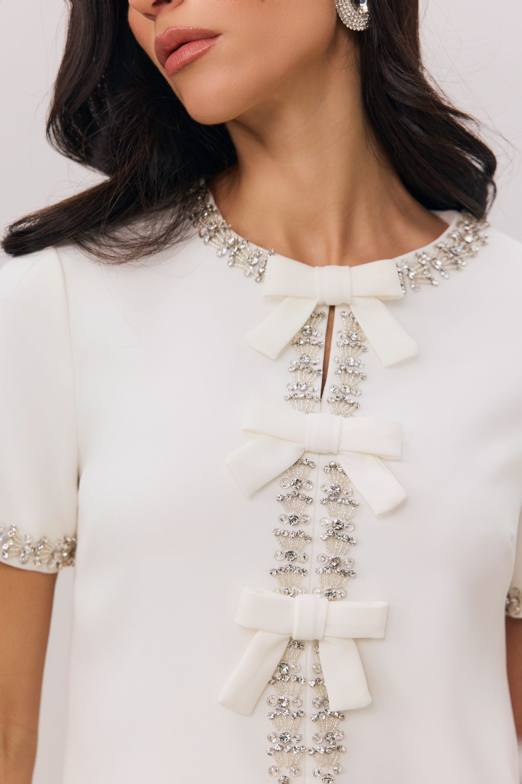 Erika Bowknot Crystal-embellished Mini Dress