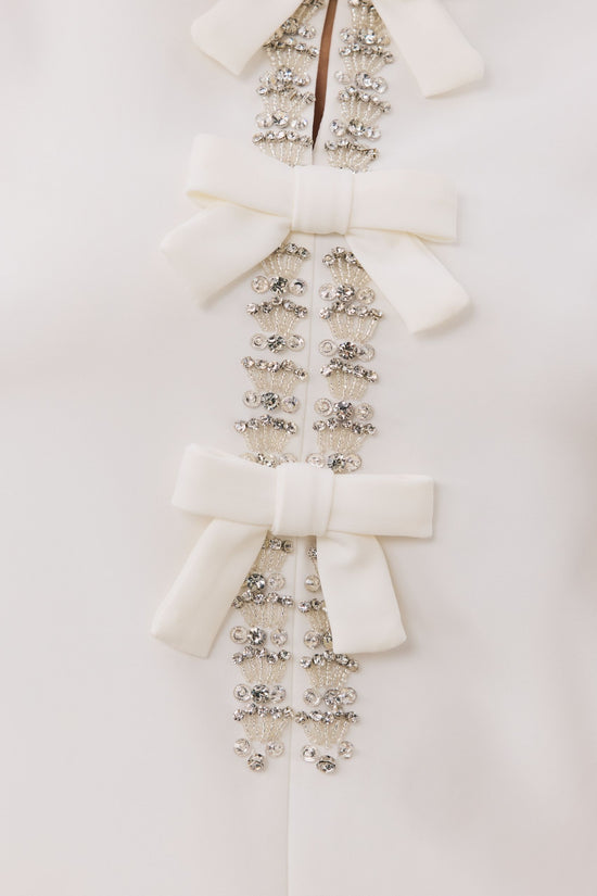 Erika Bowknot Crystal-embellished Mini Dress