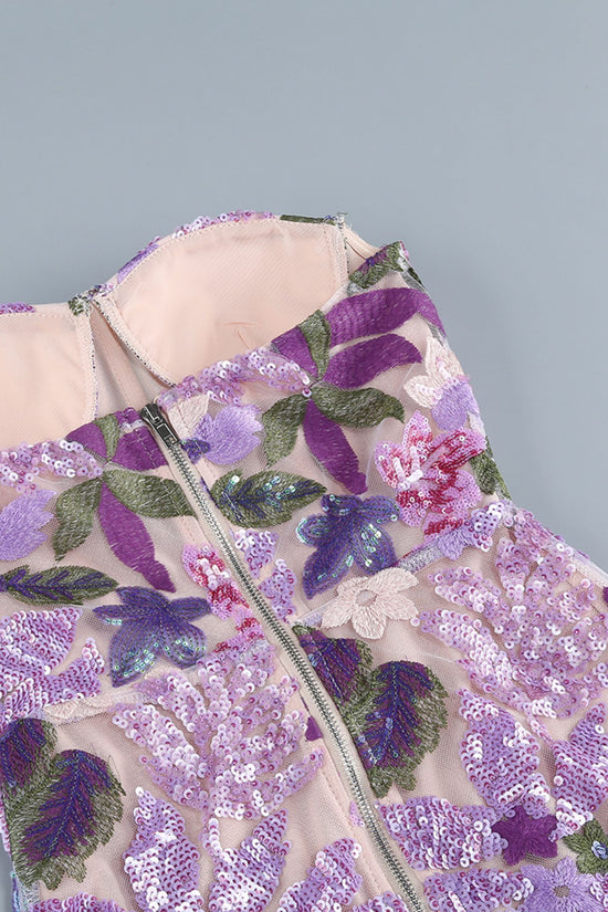 Aurora Floral-embroidered Strapless Maxi Dress