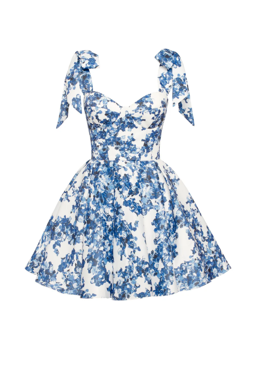 Marvelous blue hydrangea mini dress