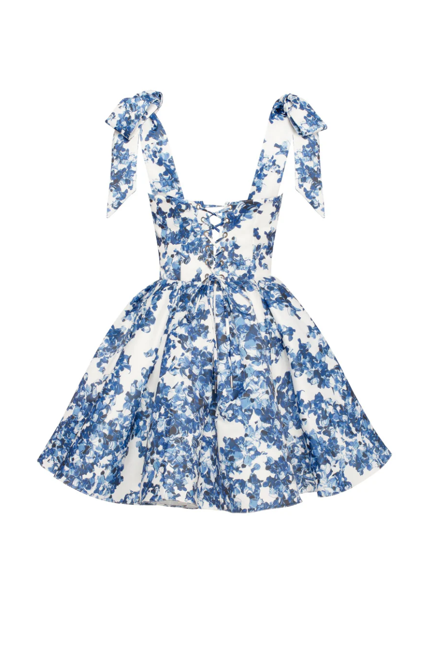 Marvelous blue hydrangea mini dress